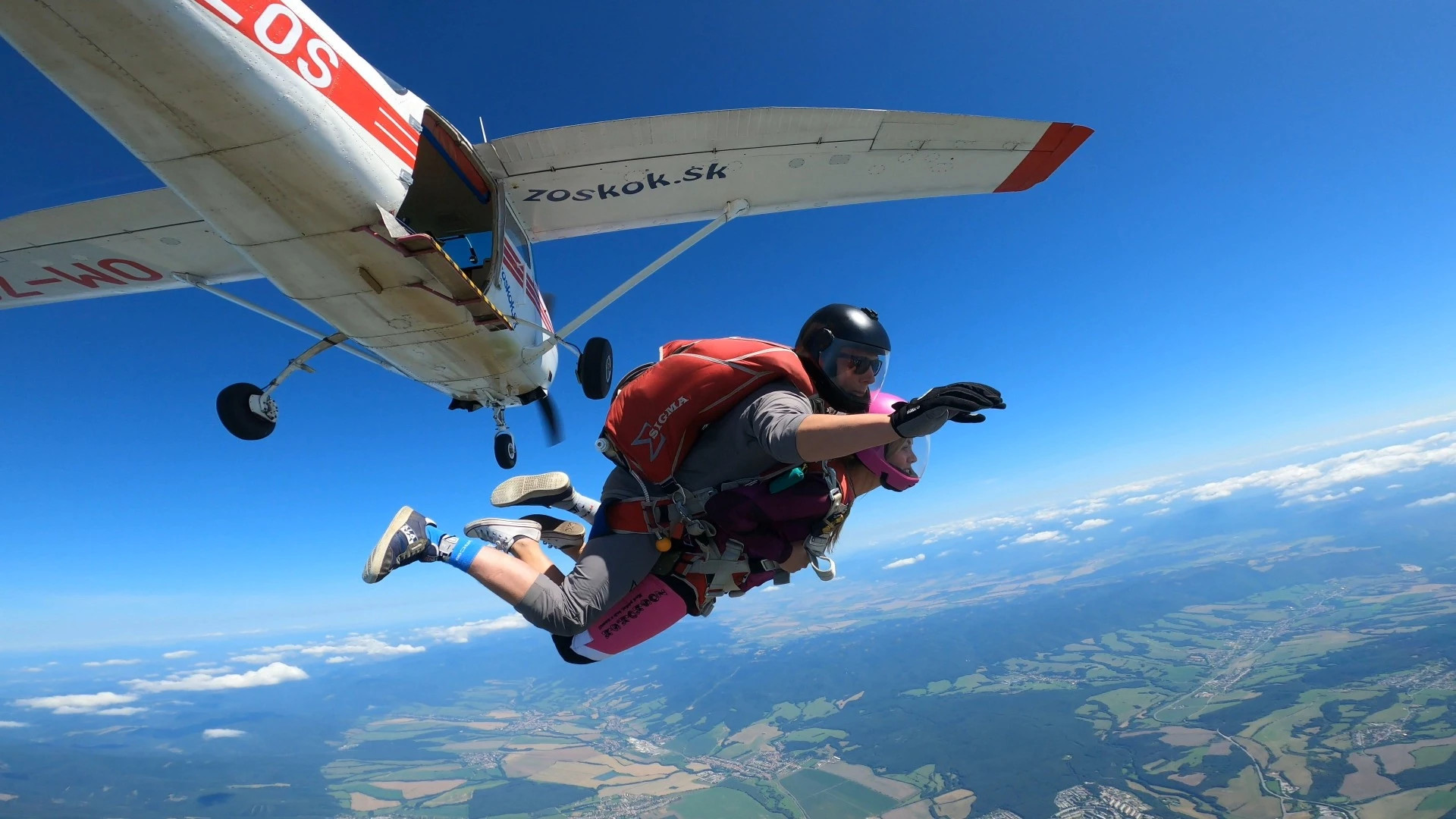 Tandemový zoskok externá kamera